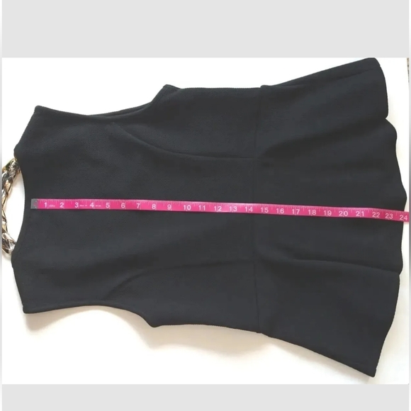 Thalia Sodi Sleeveless Top Black Solid &  Detachable Gold Silver Necklace Chain - Picture 10 of 12
